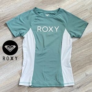 ROXY rash guard swim shirt surfer girl swim suit top size XS sage green